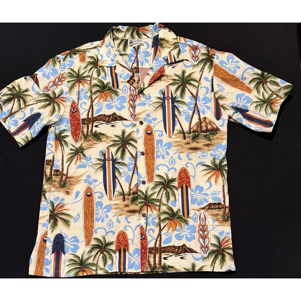 Aloha Republic Authentic Hawaiian‎ Button Down Shirt Longboard Surfboard Mens L